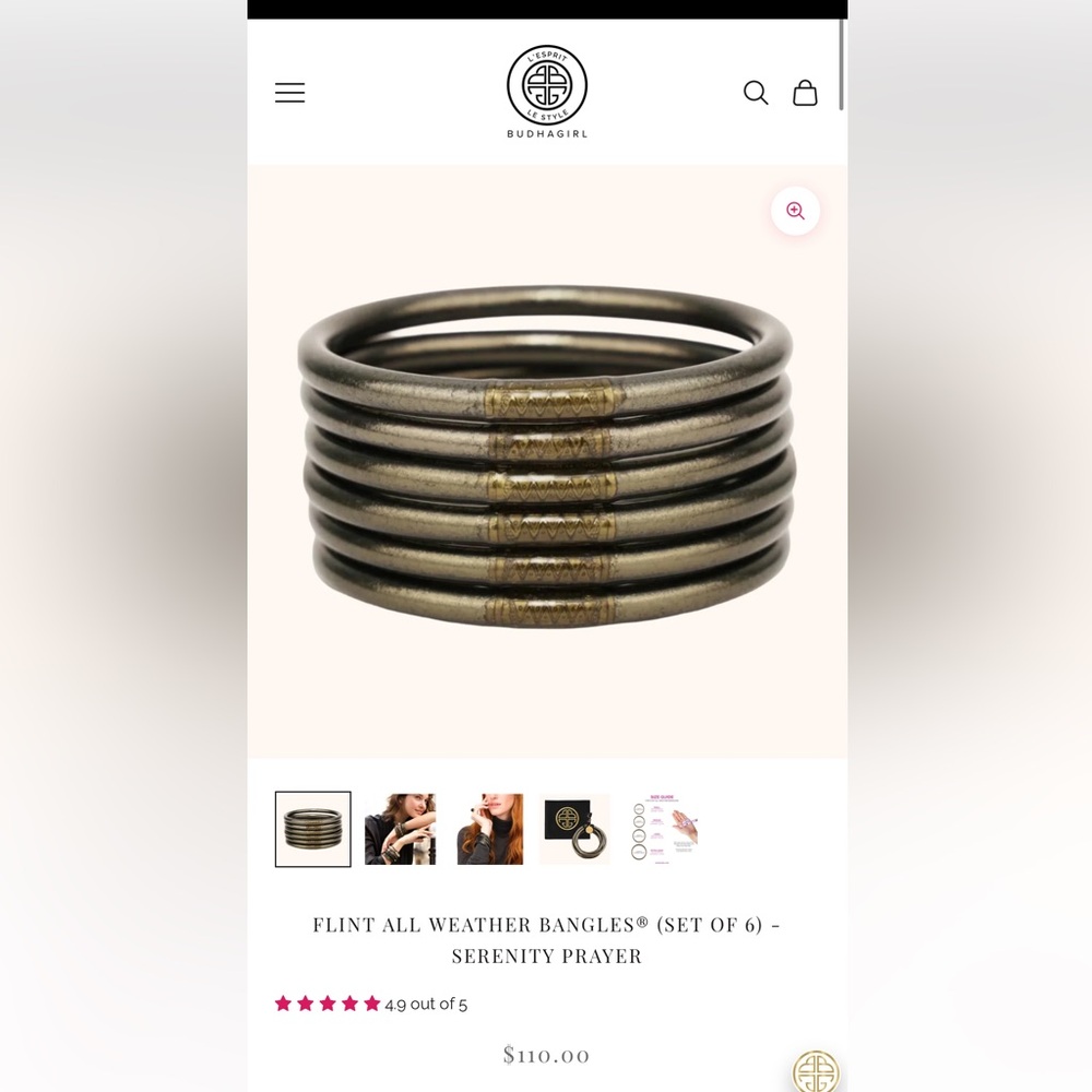 Budha Girl Set of Flint Bronze All Weather Bangles Large New